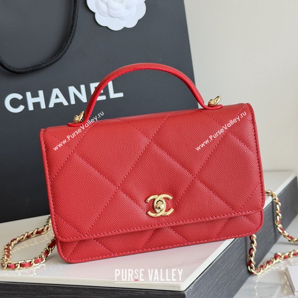 Chanel Wallet On Chain with Top Handle Grained Shiny Calfskin AP4931 Red 2026 (YEZI-26040710)