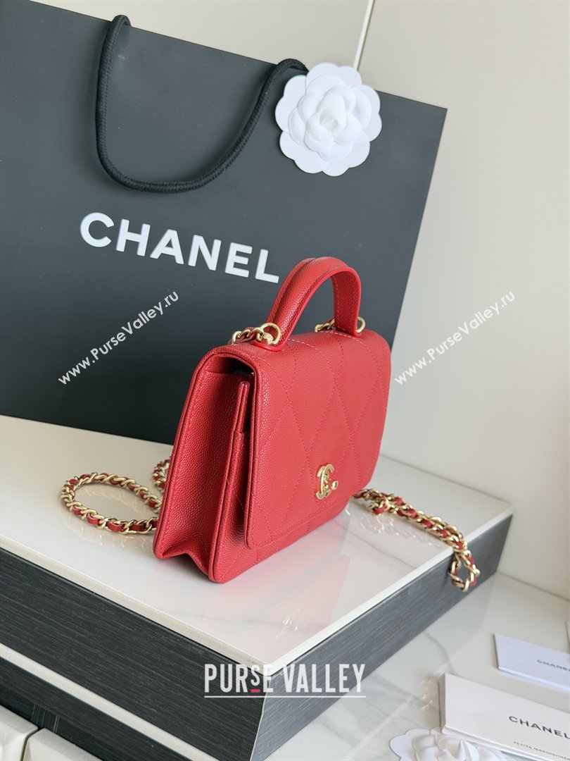 Chanel Wallet On Chain with Top Handle Grained Shiny Calfskin AP4931 Red 2026 (YEZI-26040710)