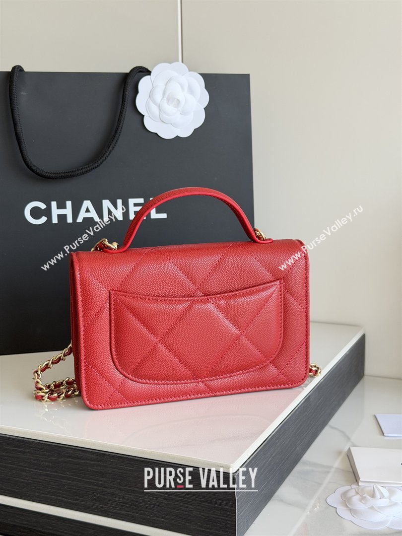 Chanel Wallet On Chain with Top Handle Grained Shiny Calfskin AP4931 Red 2026 (YEZI-26040710)