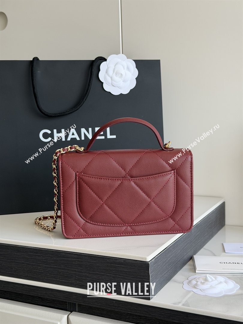 Chanel Wallet On Chain with Top Handle Grained Shiny Calfskin AP4931 Burgundy 2026 (YEZI-26040707)