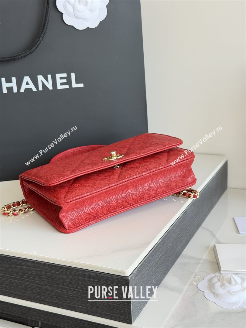 Chanel Wallet On Chain with Top Handle Grained Shiny Calfskin AP4931 Red 2026 (YEZI-26040710)