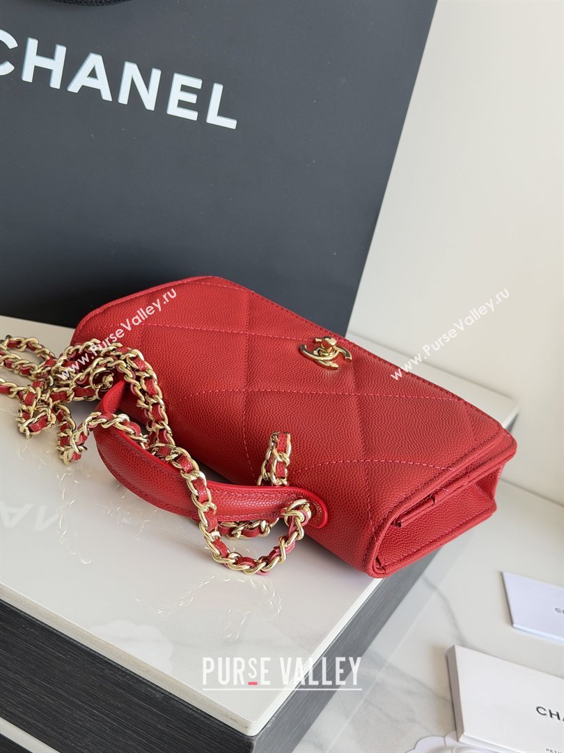 Chanel Wallet On Chain with Top Handle Grained Shiny Calfskin AP4931 Red 2026 (YEZI-26040710)