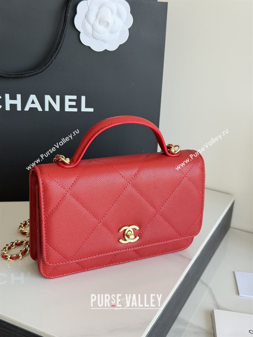 Chanel Wallet On Chain with Top Handle Grained Shiny Calfskin AP4931 Red 2026 (YEZI-26040710)