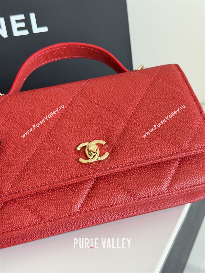 Chanel Wallet On Chain with Top Handle Grained Shiny Calfskin AP4931 Red 2026 (YEZI-26040710)