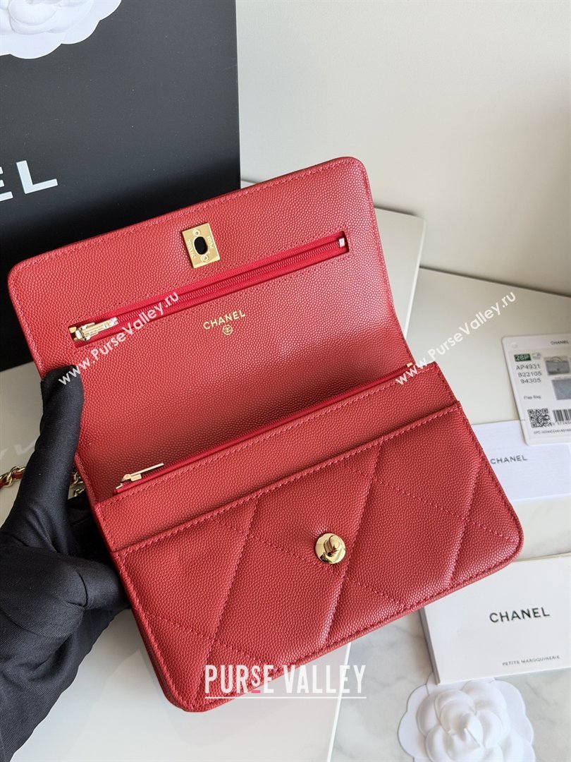 Chanel Wallet On Chain with Top Handle Grained Shiny Calfskin AP4931 Red 2026 (YEZI-26040710)