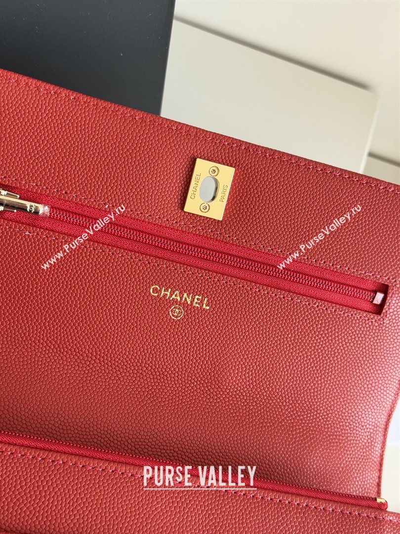 Chanel Wallet On Chain with Top Handle Grained Shiny Calfskin AP4931 Red 2026 (YEZI-26040710)