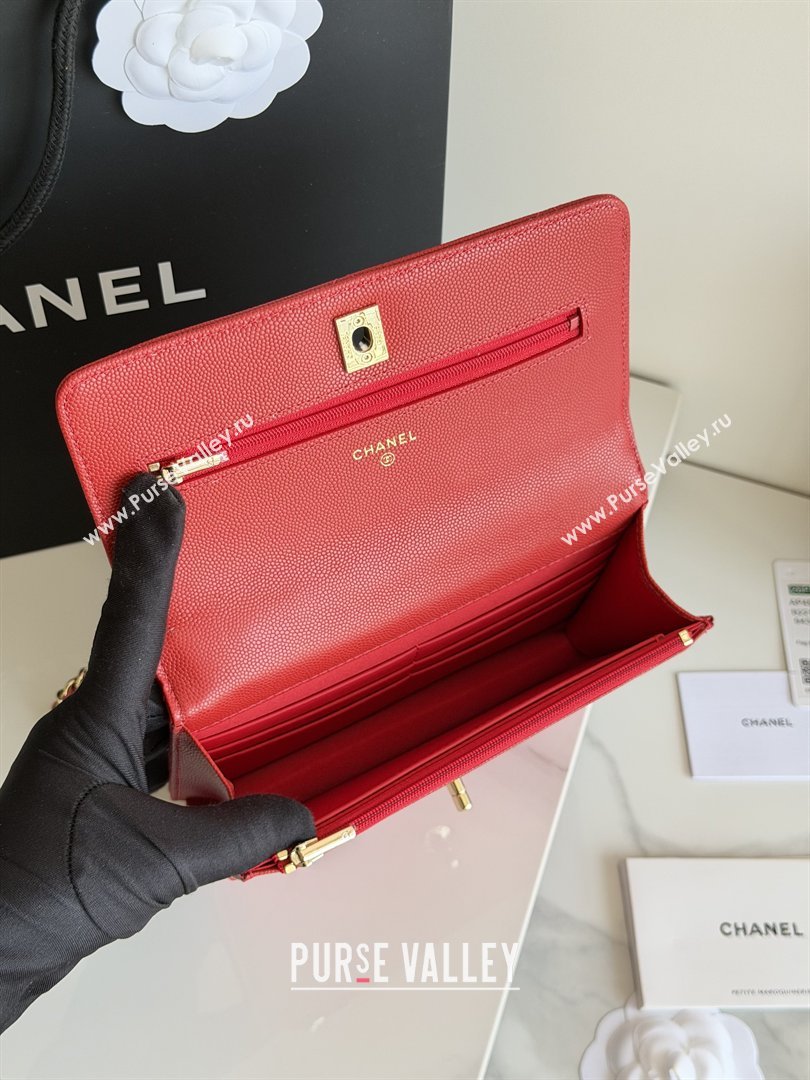 Chanel Wallet On Chain with Top Handle Grained Shiny Calfskin AP4931 Red 2026 (YEZI-26040710)