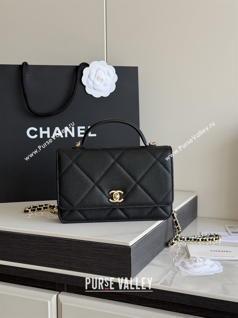 Chanel Wallet On Chain with Top Handle Grained Shiny Calfskin AP4931 Black 2026 (YEZI-26040711)