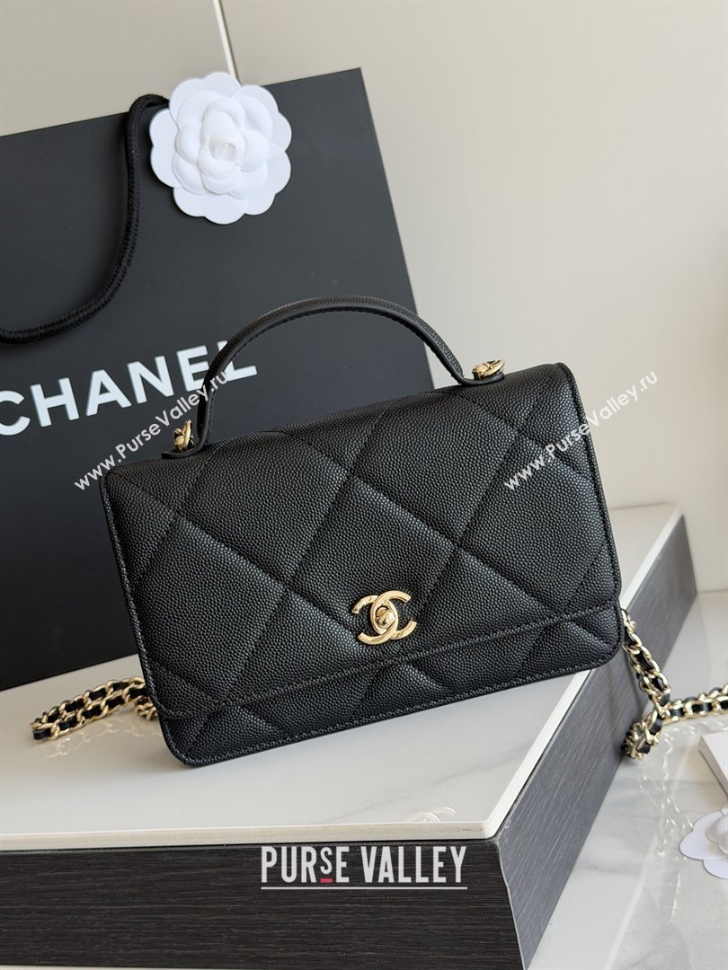 Chanel Wallet On Chain with Top Handle Grained Shiny Calfskin AP4931 Black 2026 (YEZI-26040711)