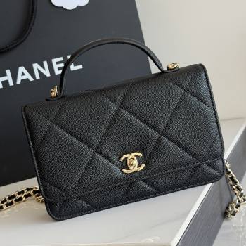 Chanel Wallet On Chain with Top Handle Grained Shiny Calfskin AP4931 Black 2026 (YEZI-26040711)