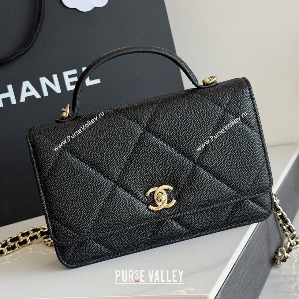 Chanel Wallet On Chain with Top Handle Grained Shiny Calfskin AP4931 Black 2026 (YEZI-26040711)