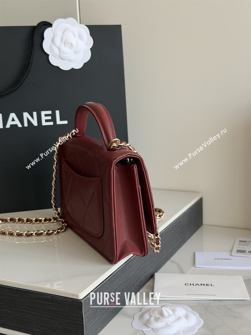 Chanel Wallet On Chain with Top Handle Grained Shiny Calfskin AP4931 Burgundy 2026 (YEZI-26040707)