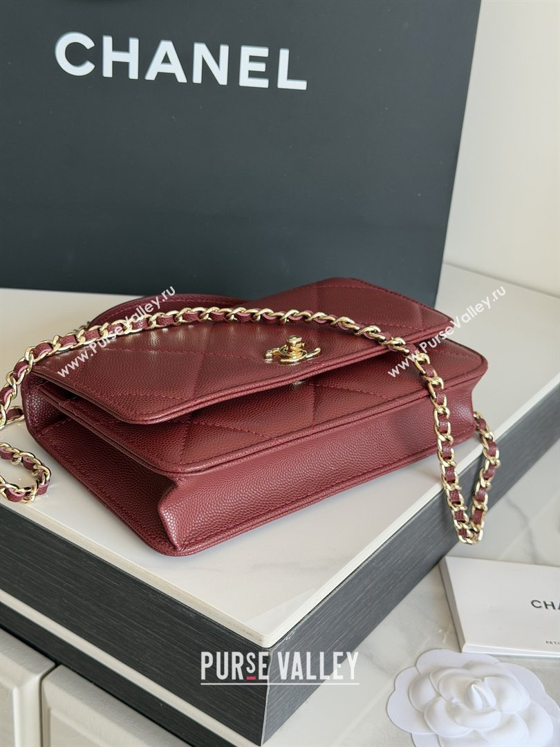 Chanel Wallet On Chain with Top Handle Grained Shiny Calfskin AP4931 Burgundy 2026 (YEZI-26040707)