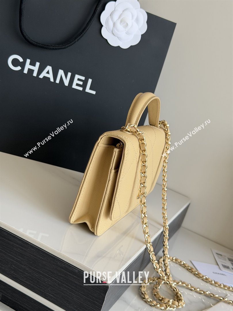 Chanel Wallet On Chain with Top Handle Grained Shiny Calfskin AP4931 Apricot 2026 (YEZI-26040712)