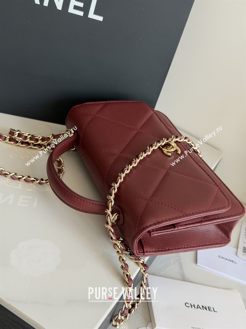 Chanel Wallet On Chain with Top Handle Grained Shiny Calfskin AP4931 Burgundy 2026 (YEZI-26040707)