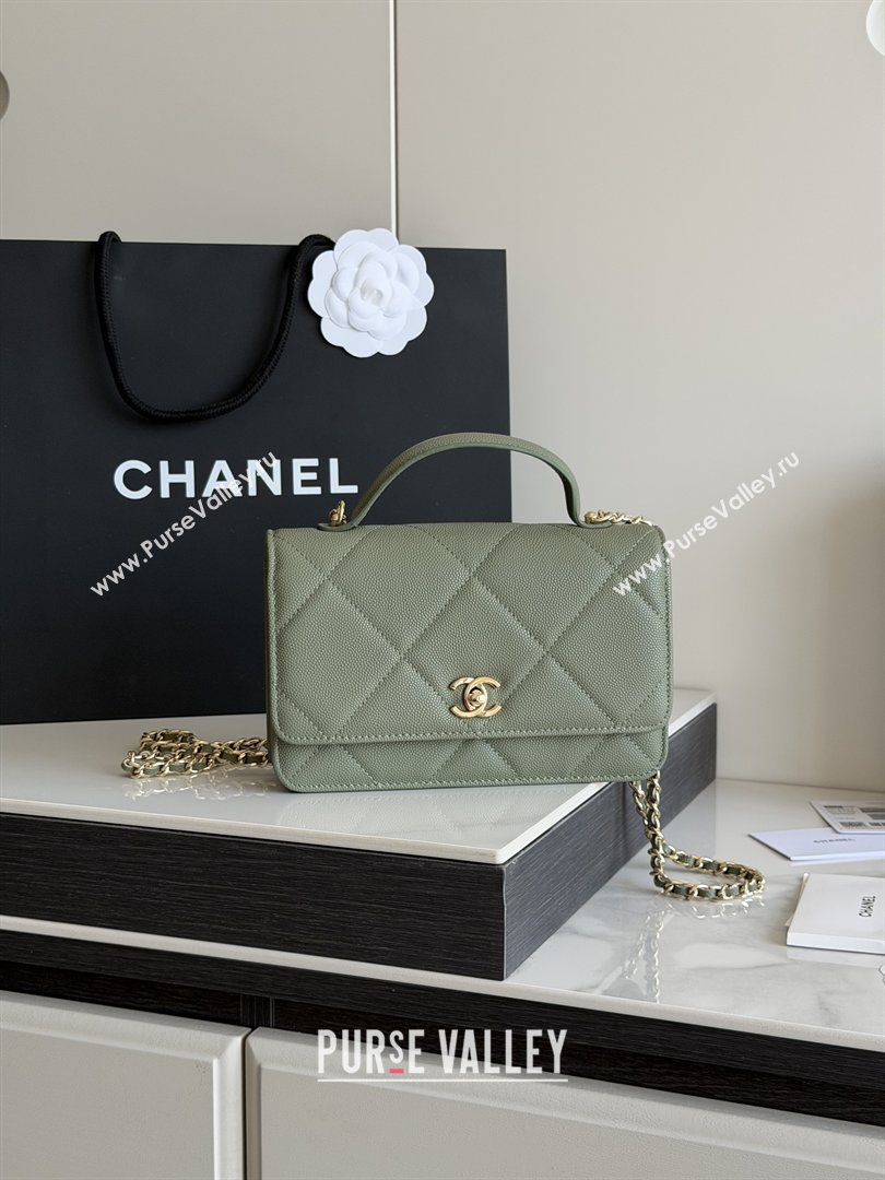 Chanel Wallet On Chain with Top Handle Grained Shiny Calfskin AP4931 Green 2026 (YEZI-26040713)
