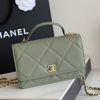 Chanel Wallet On Chain with Top Handle Grained Shiny Calfskin AP4931 Green 2026 (YEZI-26040713)