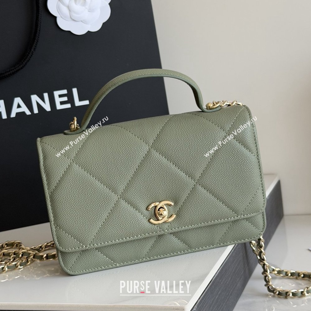 Chanel Wallet On Chain with Top Handle Grained Shiny Calfskin AP4931 Green 2026 (YEZI-26040713)