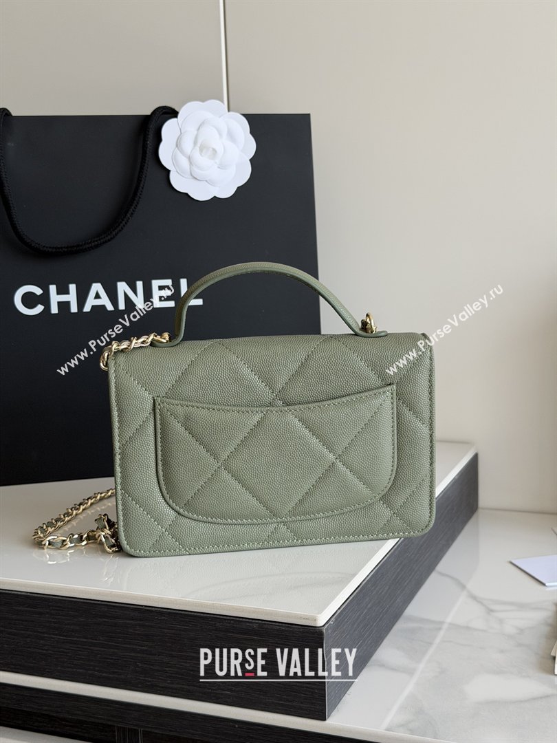 Chanel Wallet On Chain with Top Handle Grained Shiny Calfskin AP4931 Green 2026 (YEZI-26040713)