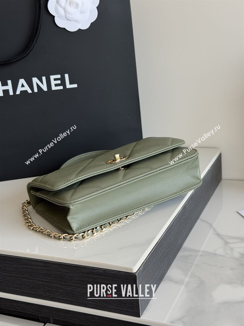 Chanel Wallet On Chain with Top Handle Grained Shiny Calfskin AP4931 Green 2026 (YEZI-26040713)