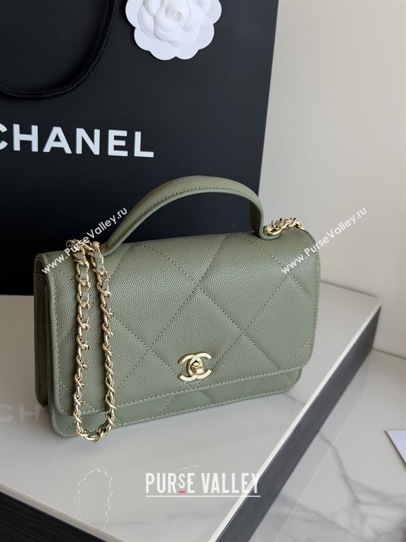 Chanel Wallet On Chain with Top Handle Grained Shiny Calfskin AP4931 Green 2026 (YEZI-26040713)