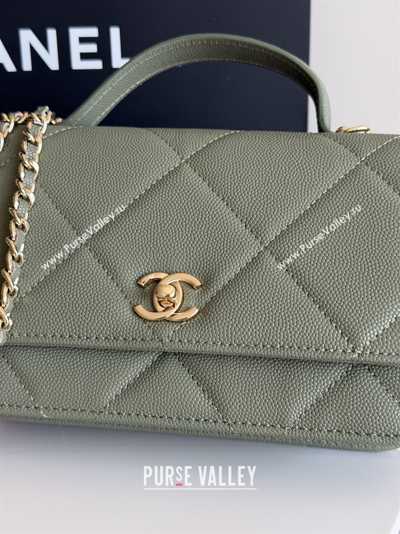 Chanel Wallet On Chain with Top Handle Grained Shiny Calfskin AP4931 Green 2026 (YEZI-26040713)