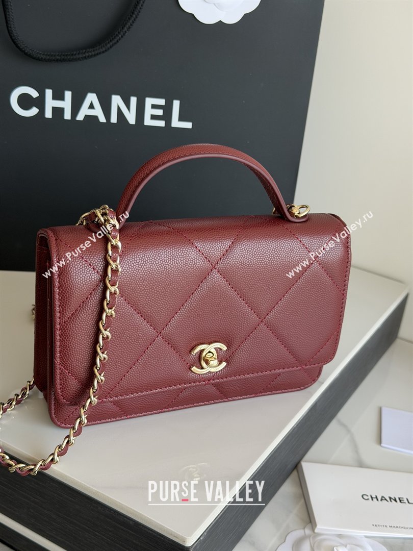 Chanel Wallet On Chain with Top Handle Grained Shiny Calfskin AP4931 Burgundy 2026 (YEZI-26040707)