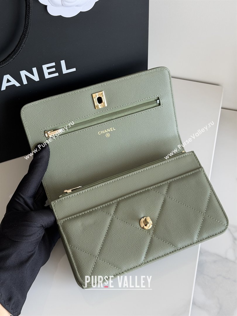 Chanel Wallet On Chain with Top Handle Grained Shiny Calfskin AP4931 Green 2026 (YEZI-26040713)