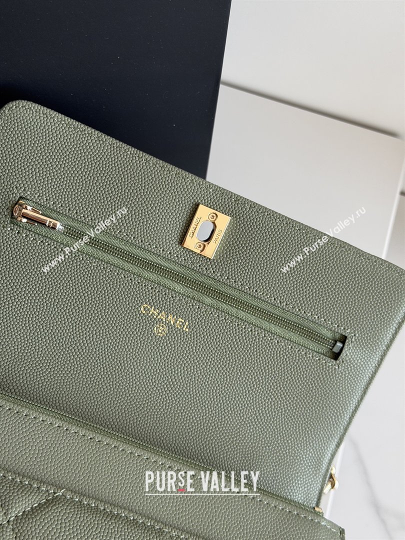 Chanel Wallet On Chain with Top Handle Grained Shiny Calfskin AP4931 Green 2026 (YEZI-26040713)
