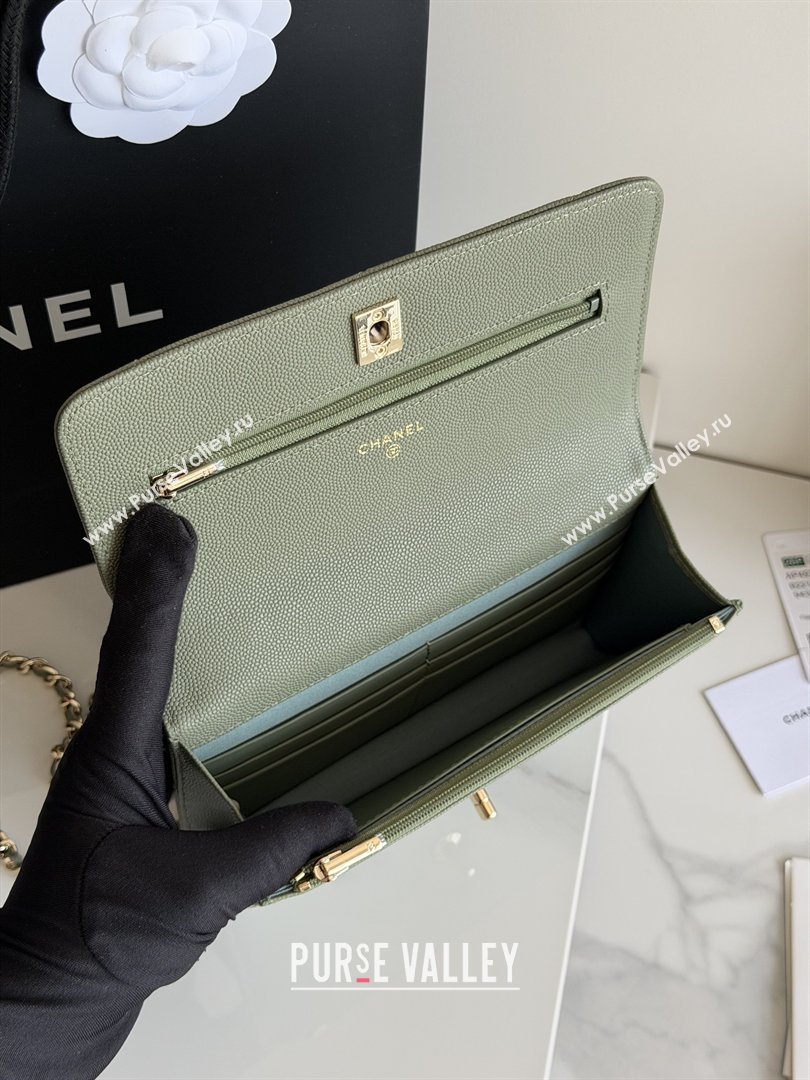 Chanel Wallet On Chain with Top Handle Grained Shiny Calfskin AP4931 Green 2026 (YEZI-26040713)
