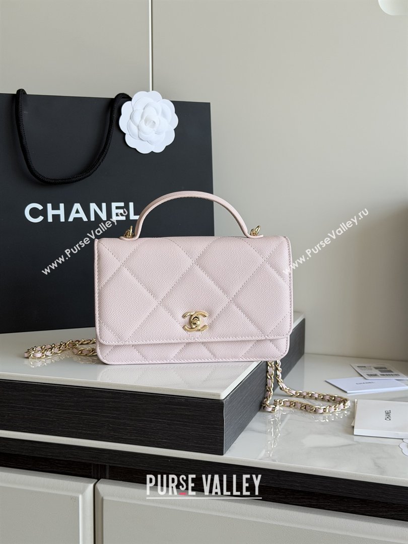 Chanel Wallet On Chain with Top Handle Grained Shiny Calfskin AP4931 Light Pink 2026 (YEZI-26040714)