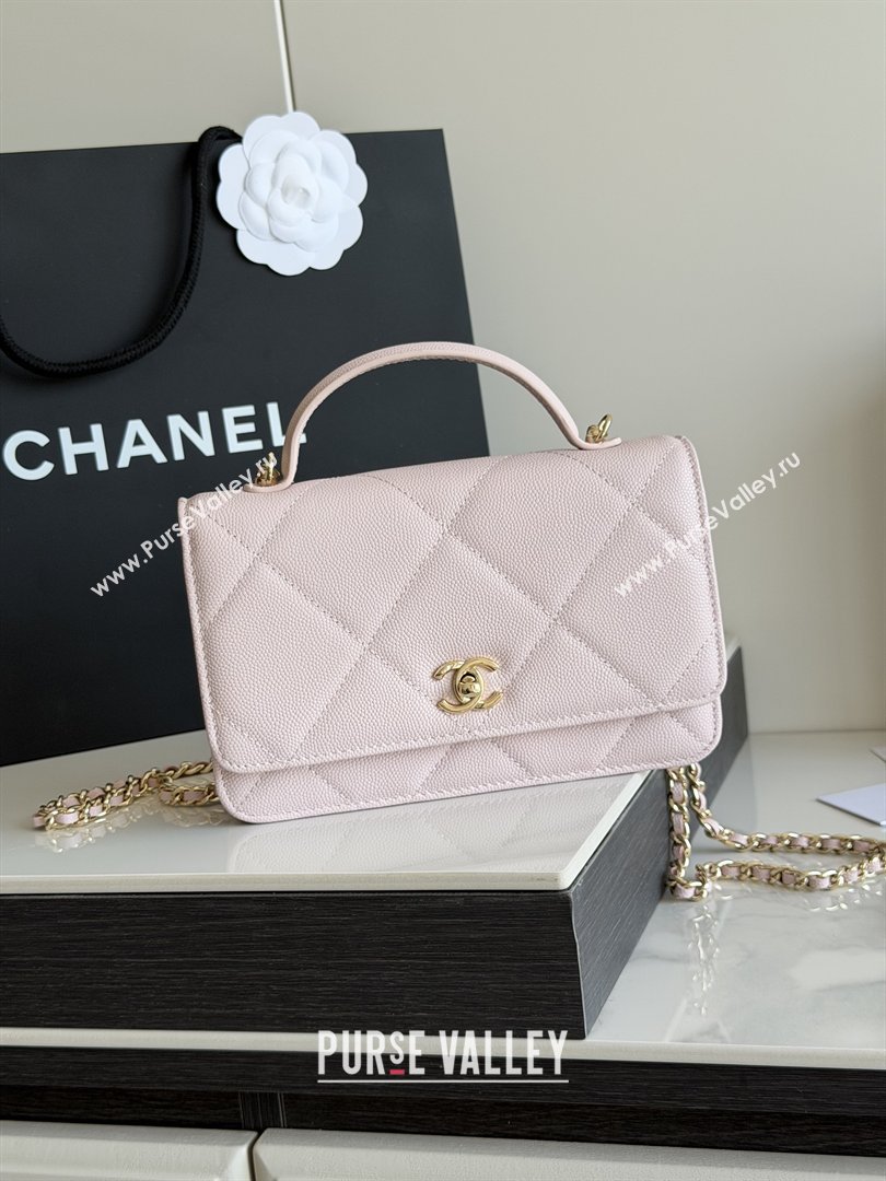Chanel Wallet On Chain with Top Handle Grained Shiny Calfskin AP4931 Light Pink 2026 (YEZI-26040714)