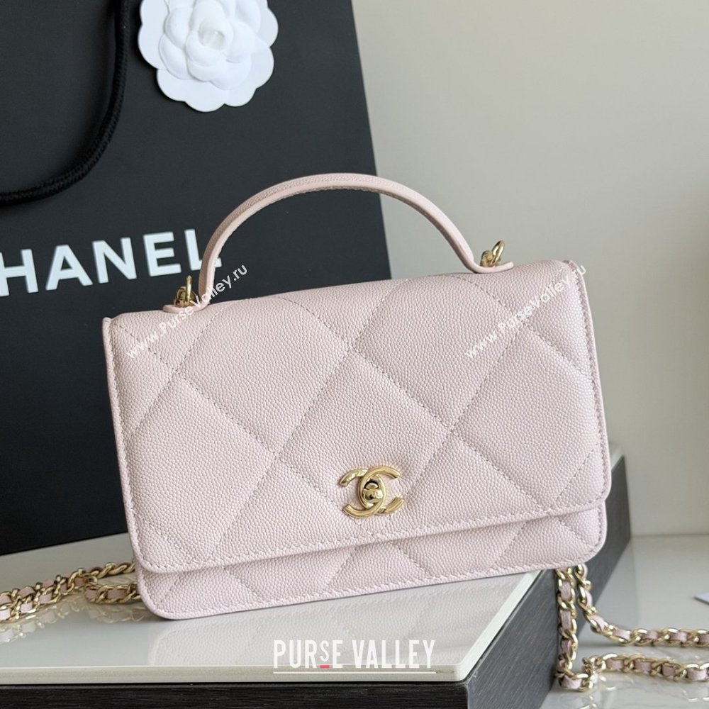 Chanel Wallet On Chain with Top Handle Grained Shiny Calfskin AP4931 Light Pink 2026 (YEZI-26040714)