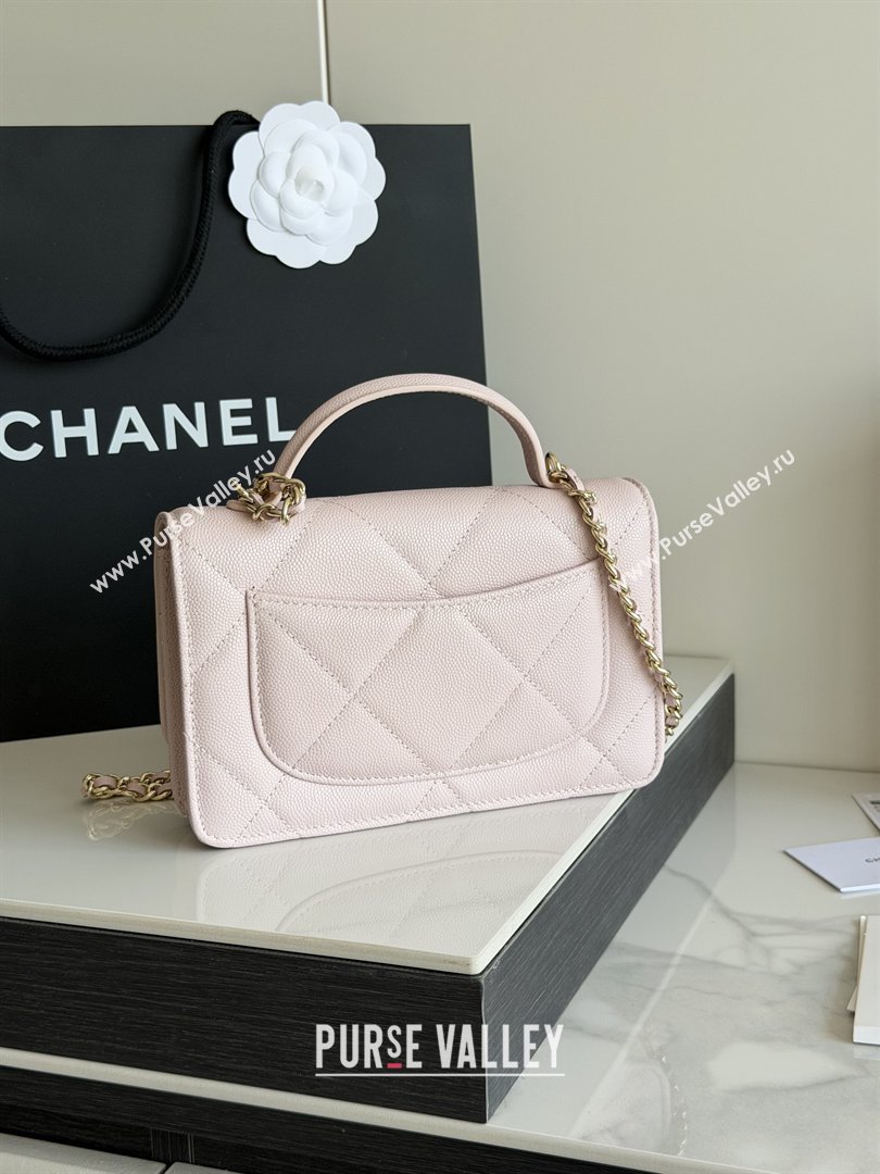 Chanel Wallet On Chain with Top Handle Grained Shiny Calfskin AP4931 Light Pink 2026 (YEZI-26040714)