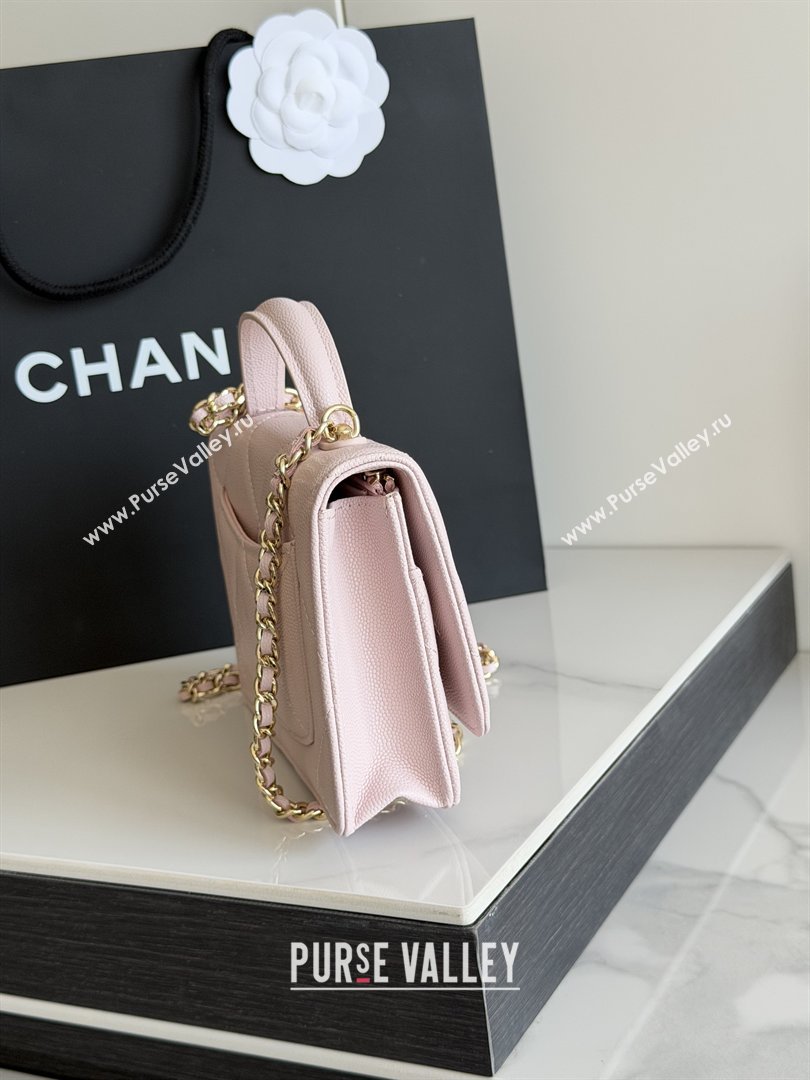Chanel Wallet On Chain with Top Handle Grained Shiny Calfskin AP4931 Light Pink 2026 (YEZI-26040714)