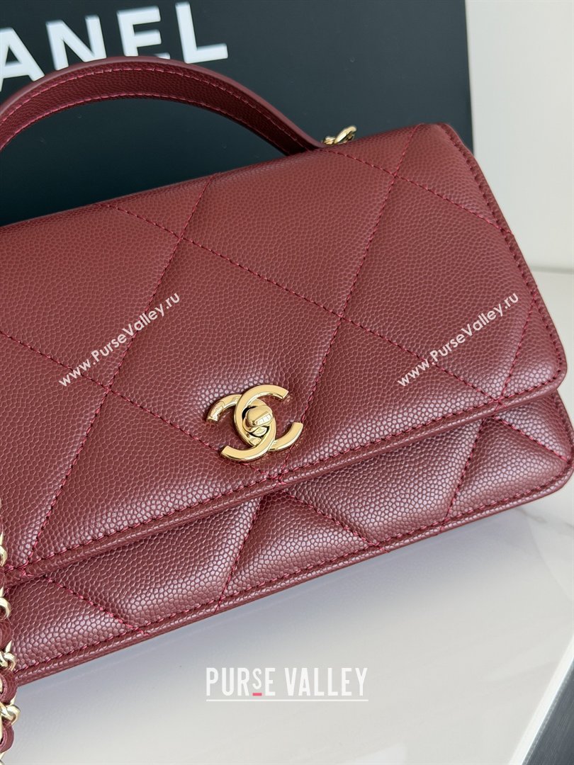 Chanel Wallet On Chain with Top Handle Grained Shiny Calfskin AP4931 Burgundy 2026 (YEZI-26040707)