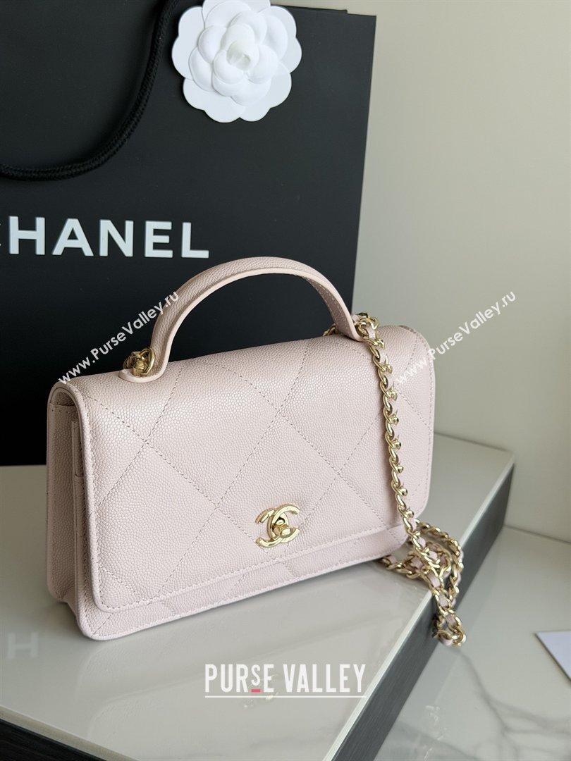 Chanel Wallet On Chain with Top Handle Grained Shiny Calfskin AP4931 Light Pink 2026 (YEZI-26040714)