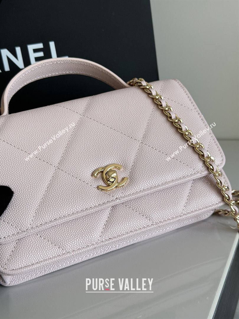 Chanel Wallet On Chain with Top Handle Grained Shiny Calfskin AP4931 Light Pink 2026 (YEZI-26040714)