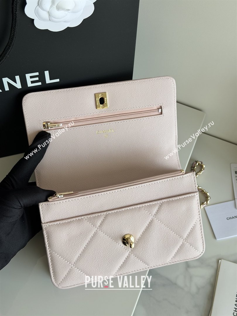 Chanel Wallet On Chain with Top Handle Grained Shiny Calfskin AP4931 Light Pink 2026 (YEZI-26040714)
