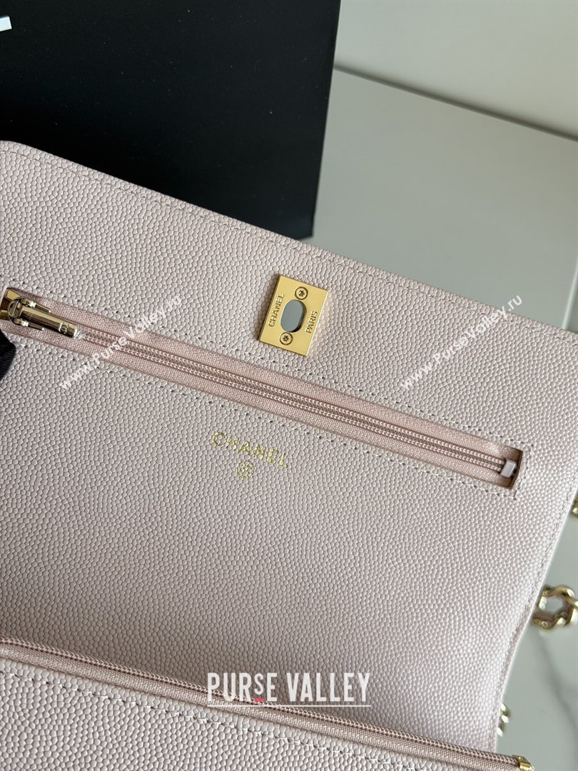 Chanel Wallet On Chain with Top Handle Grained Shiny Calfskin AP4931 Light Pink 2026 (YEZI-26040714)