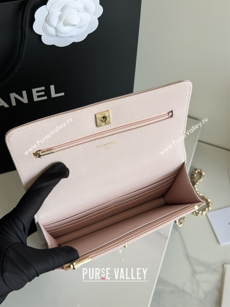 Chanel Wallet On Chain with Top Handle Grained Shiny Calfskin AP4931 Light Pink 2026 (YEZI-26040714)