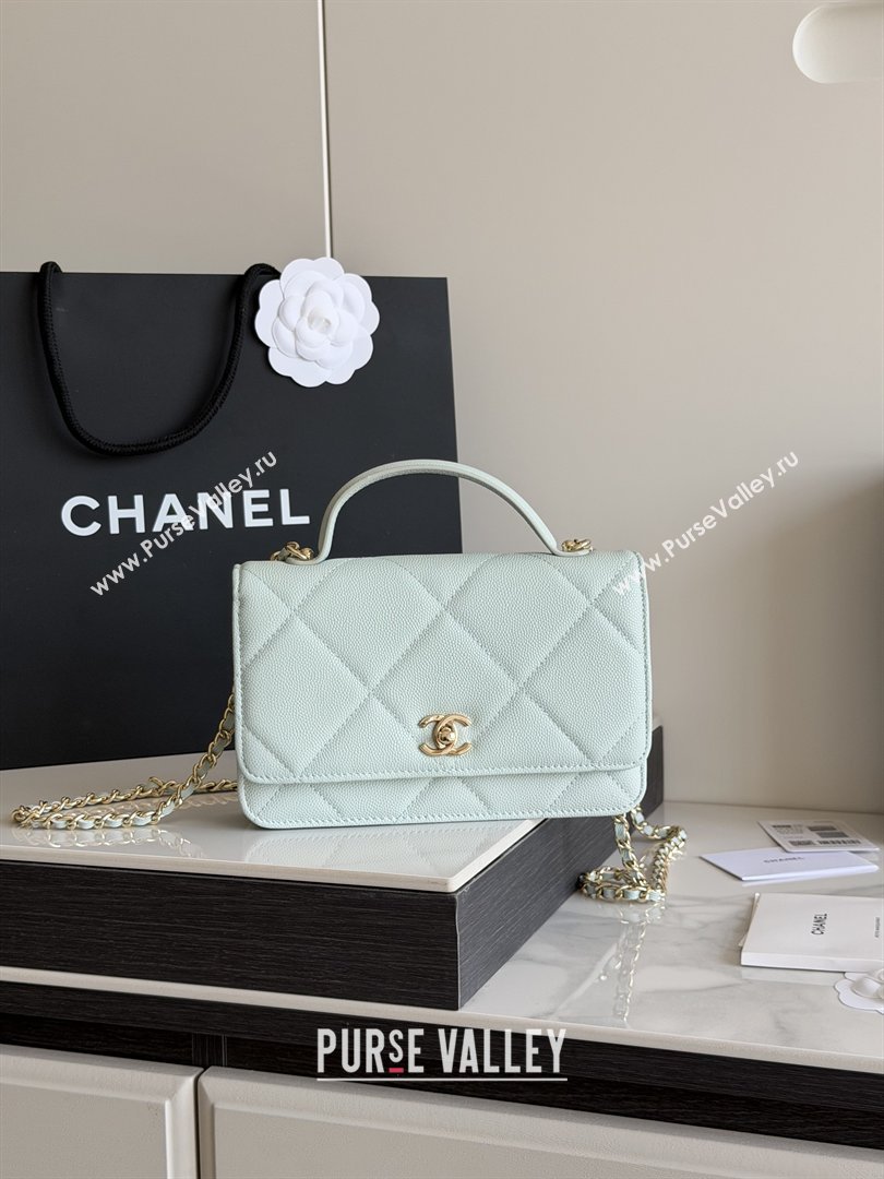 Chanel Wallet On Chain with Top Handle Grained Shiny Calfskin AP4931 Light Blue 2026 (YEZI-26040715)