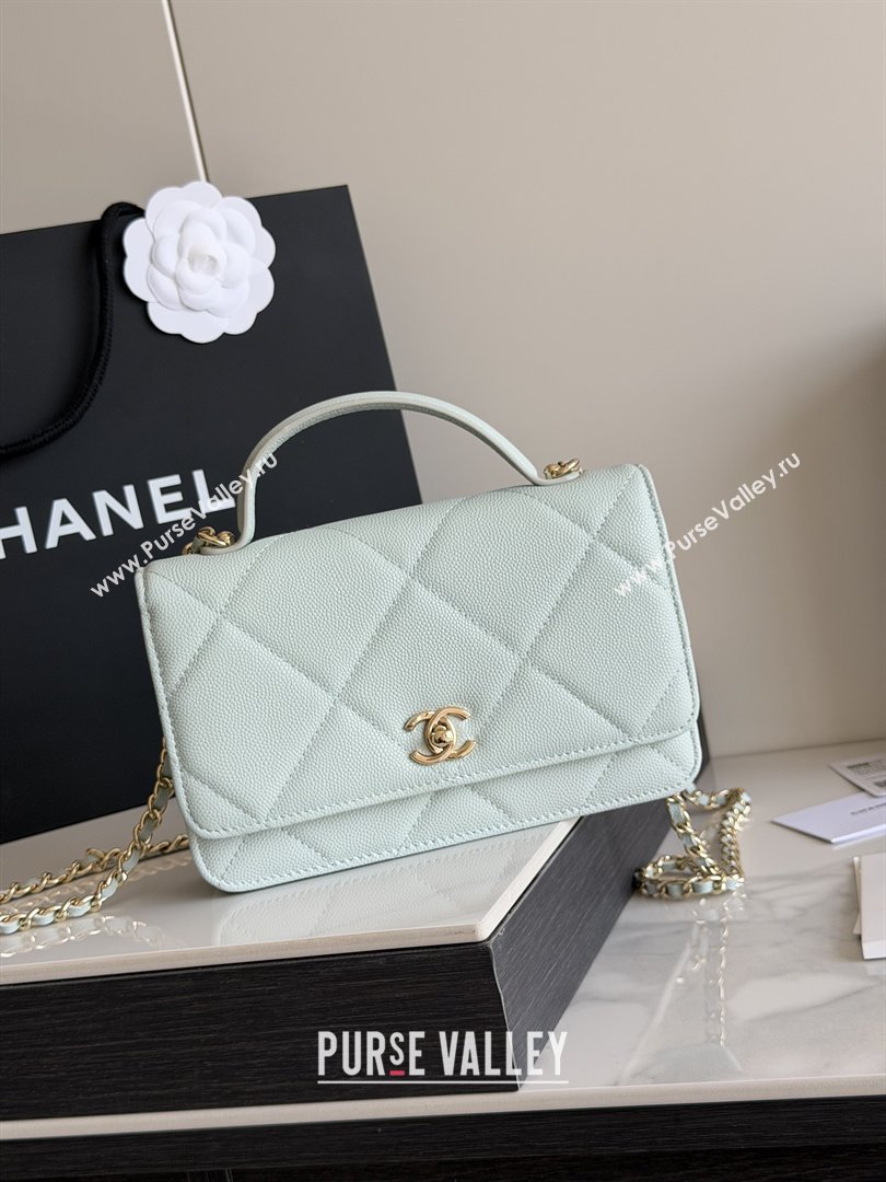 Chanel Wallet On Chain with Top Handle Grained Shiny Calfskin AP4931 Light Blue 2026 (YEZI-26040715)