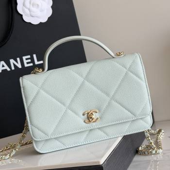 Chanel Wallet On Chain with Top Handle Grained Shiny Calfskin AP4931 Light Blue 2026 (YEZI-26040715)