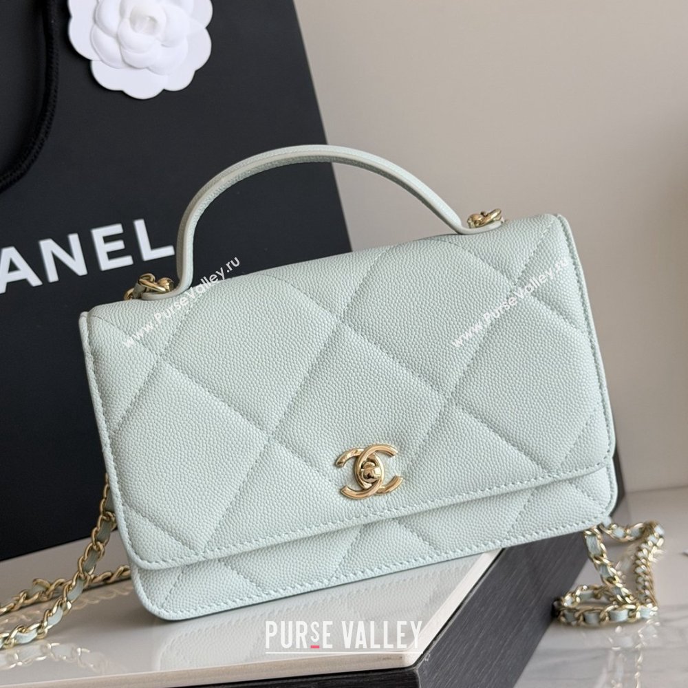 Chanel Wallet On Chain with Top Handle Grained Shiny Calfskin AP4931 Light Blue 2026 (YEZI-26040715)