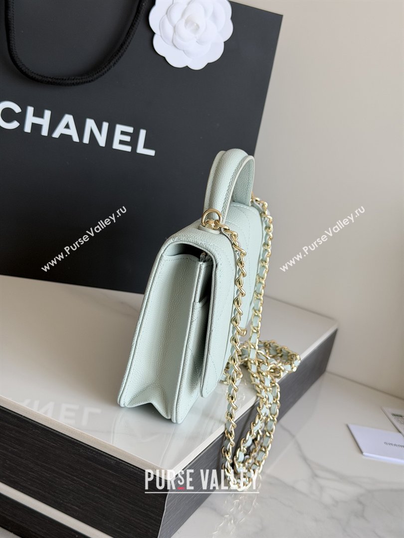 Chanel Wallet On Chain with Top Handle Grained Shiny Calfskin AP4931 Light Blue 2026 (YEZI-26040715)