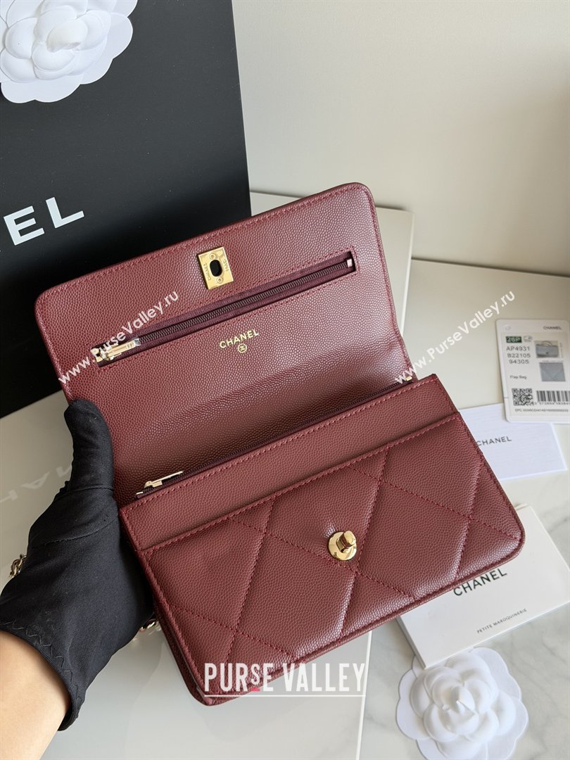 Chanel Wallet On Chain with Top Handle Grained Shiny Calfskin AP4931 Burgundy 2026 (YEZI-26040707)