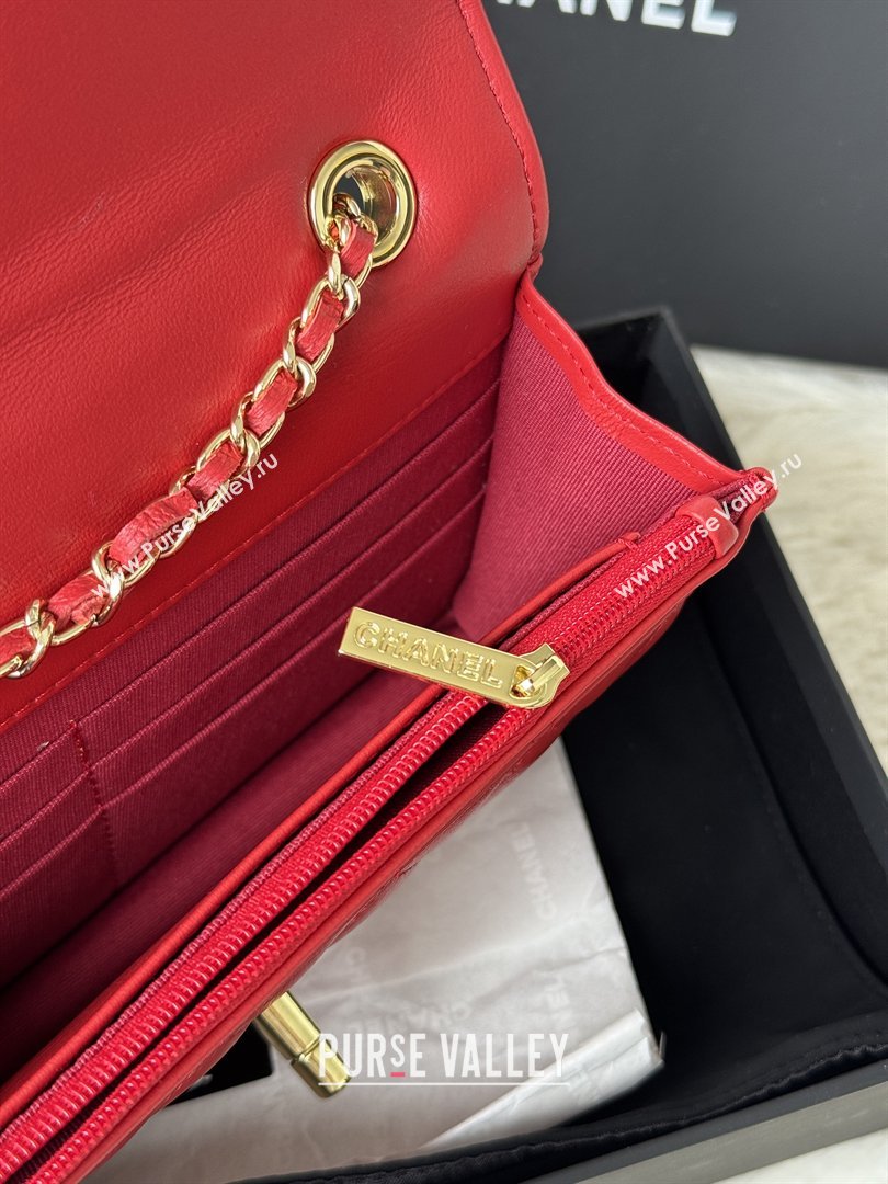 Chanel Lambskin Wallet On Chain WOC with Top Metal Band 6841V Red 2026 (JY-26040722)