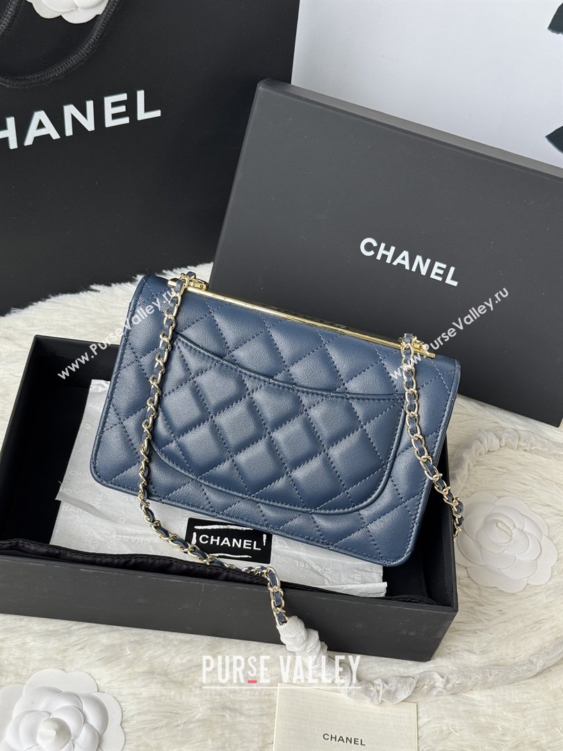 Chanel Lambskin Wallet On Chain WOC with Top Metal Band 6841V Blue 2026 (JY-26040724)