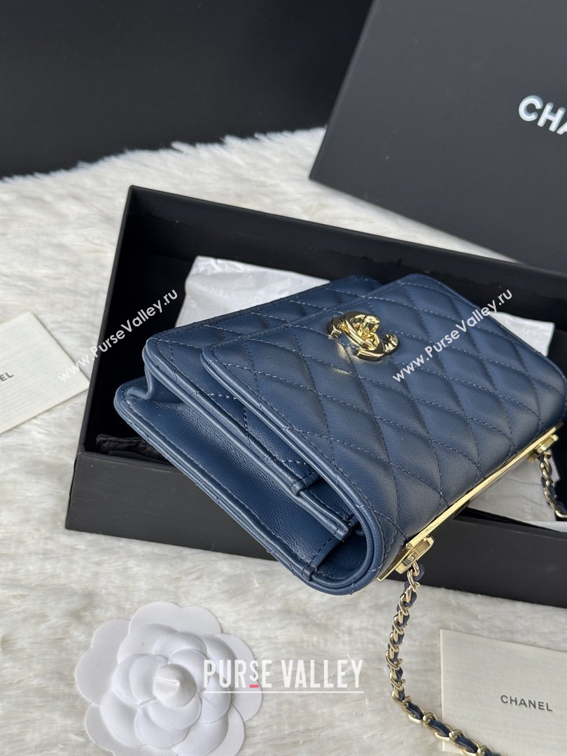 Chanel Lambskin Wallet On Chain WOC with Top Metal Band 6841V Blue 2026 (JY-26040724)